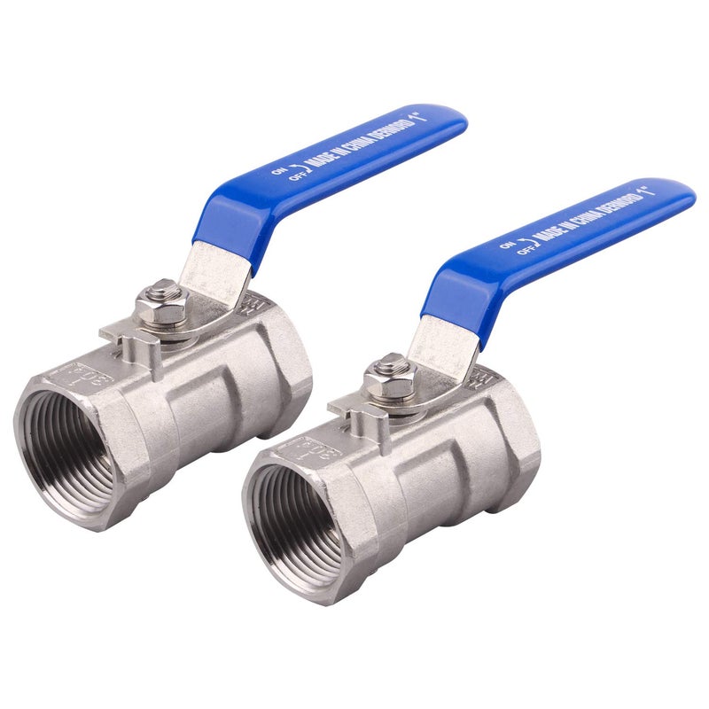 DERNORD Stainless Steel Ball Valve 1PC Type 1 Inch NPT Standard Port for Water, Oil, and Gas (Pack of 2) - Image 1
